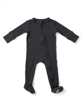 Posh Peanut Black Ribbed Footed One-Piece Size 0-3 months
